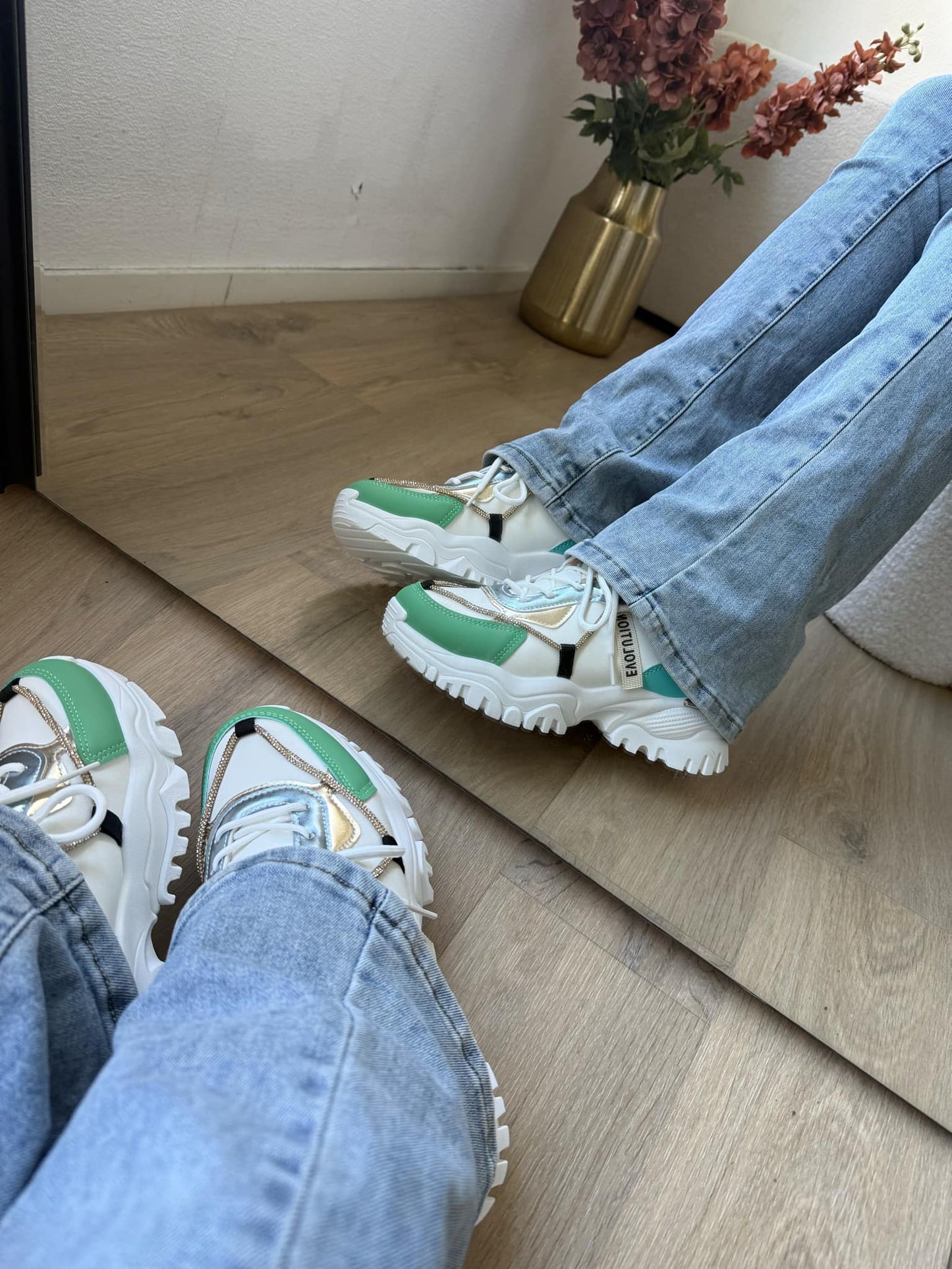 Sneaker Nyna Blue – Girls’ Sneakers in Blue, White & Green | PU Leather