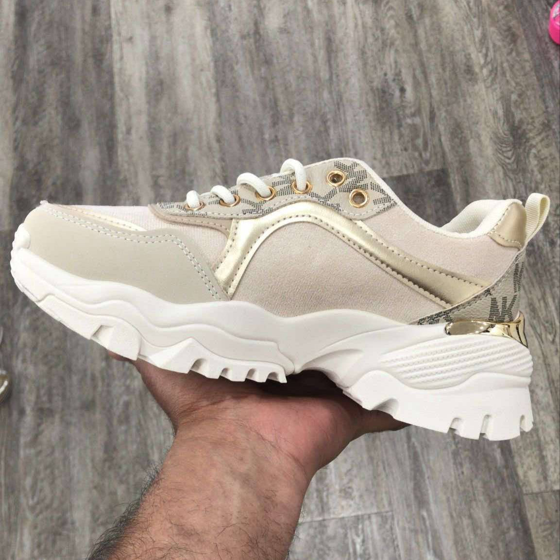 Sneaker Ilvy – Light Beige & White PU Leather Sneakers for Women