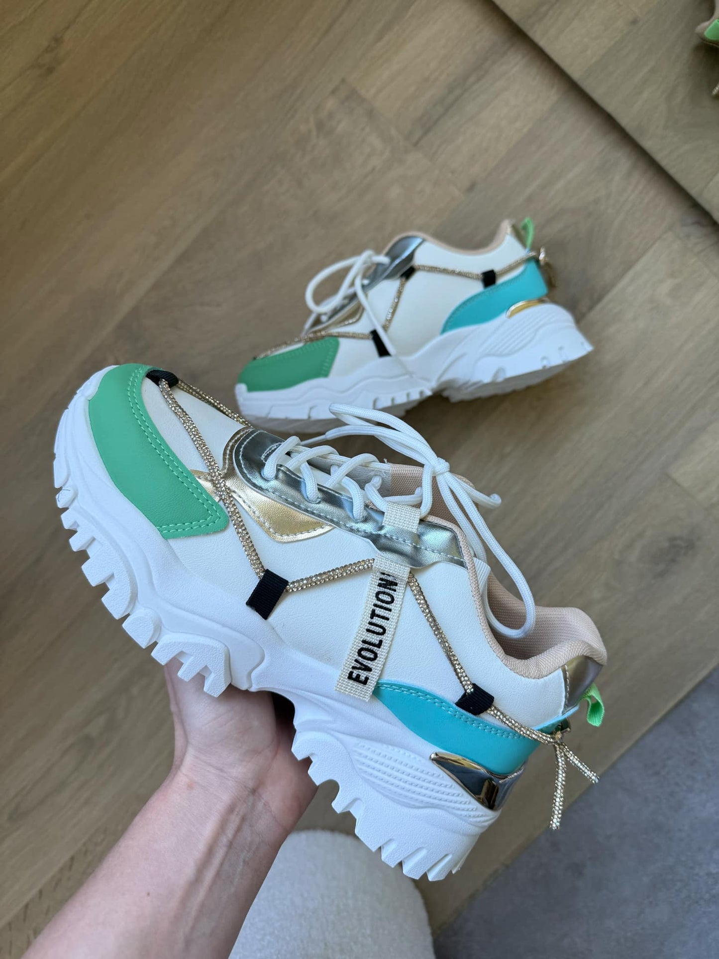 Sneaker Nyna Blue – Girls’ Sneakers in Blue, White & Green | PU Leather