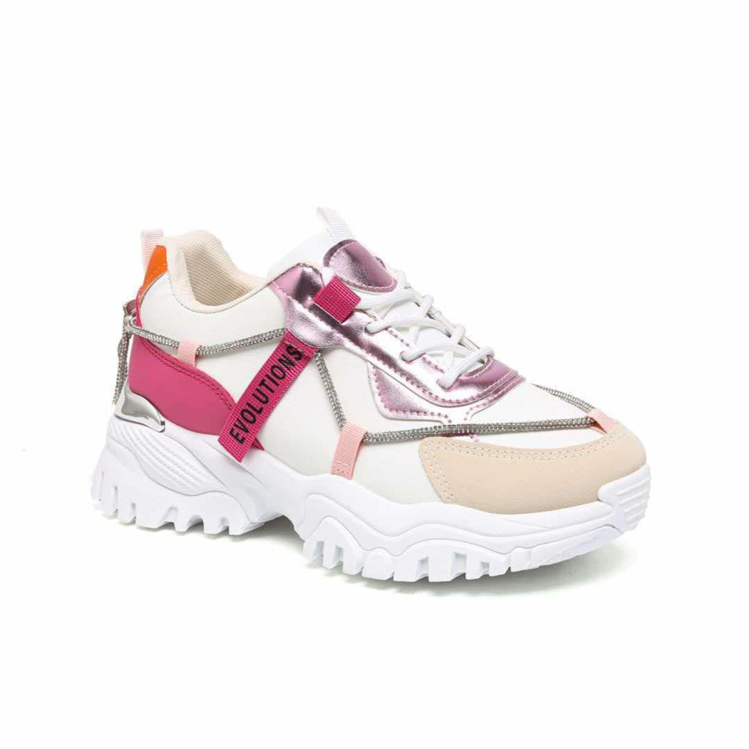 Sneaker Nyna Pink – Girls’ Sneakers in Pink, White & Beige | PU Leather