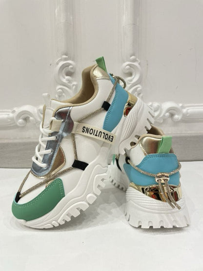Sneaker Nyna Blue – Girls’ Sneakers in Blue, White & Green | PU Leather