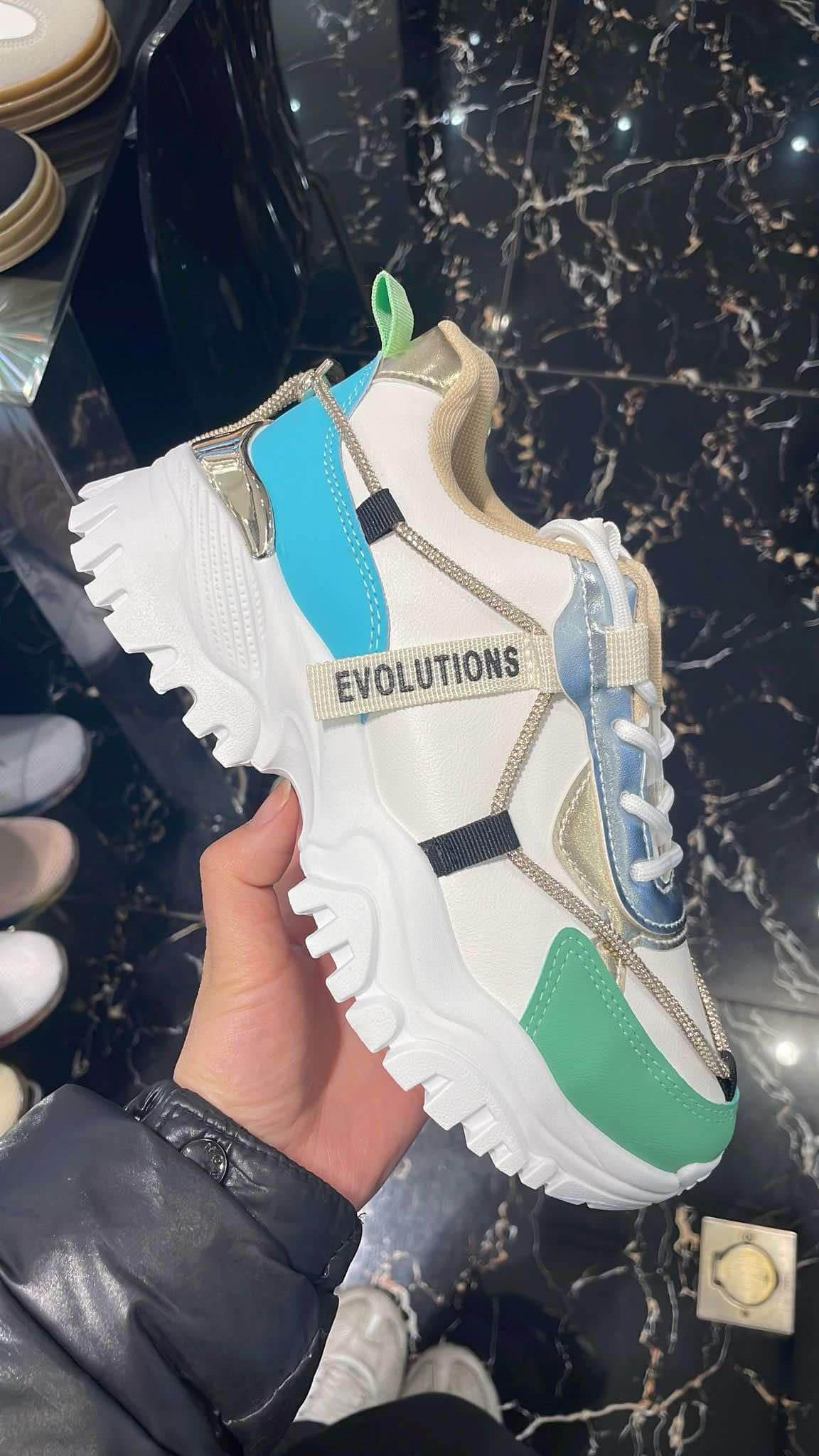 Sneaker Nyna Blue – Girls’ Sneakers in Blue, White & Green | PU Leather