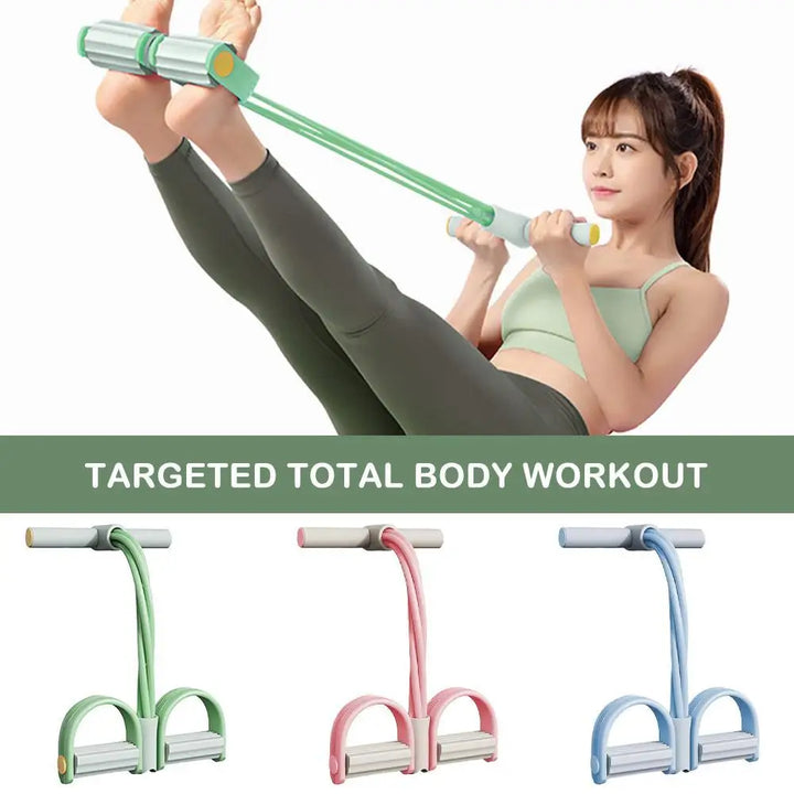 4-Tube Pedal Resistance Band – Full Body Workout Pull Rope