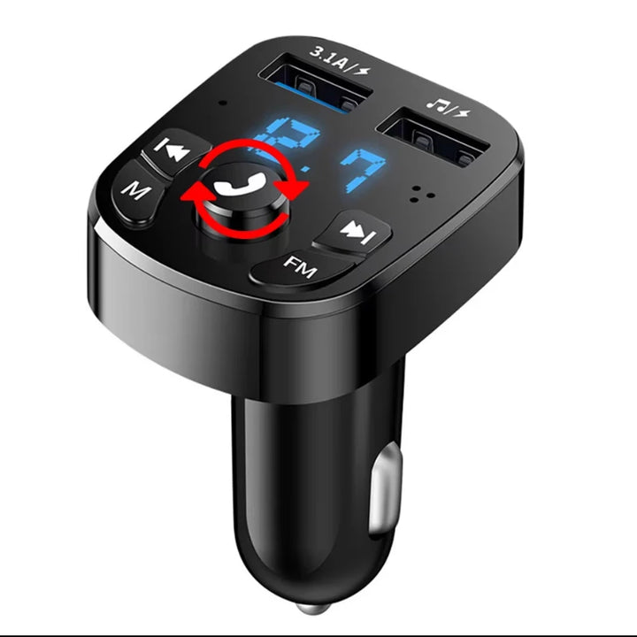 Car FM Transmitter Bluetooth 5.0 – Dual USB Car Charger & Hands-Free Wireless FM Modulator MP3 Player Adapter
