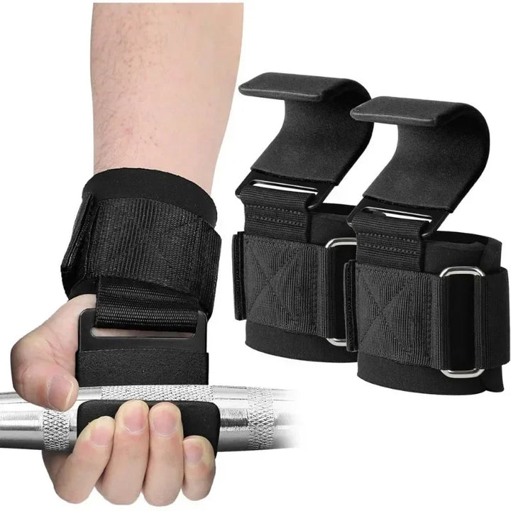 Heavy-Duty Weight Lifting Wrist Hooks with Neoprene Wraps for Strength Training