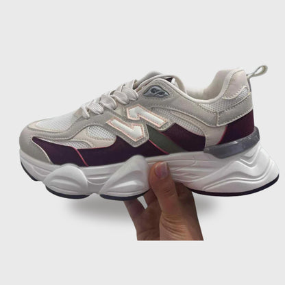 Sneaker Dana – Dark Red & Beige Women’s PU Leather Sneakers