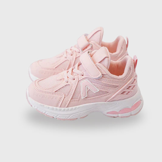 Kids Sneakers Puck – Pink & White PU Leather Sneakers for Girls