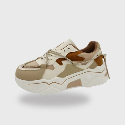 Sneakers Elvira Khaki – Girls' PU Leather Sneakers in Neutral Tones