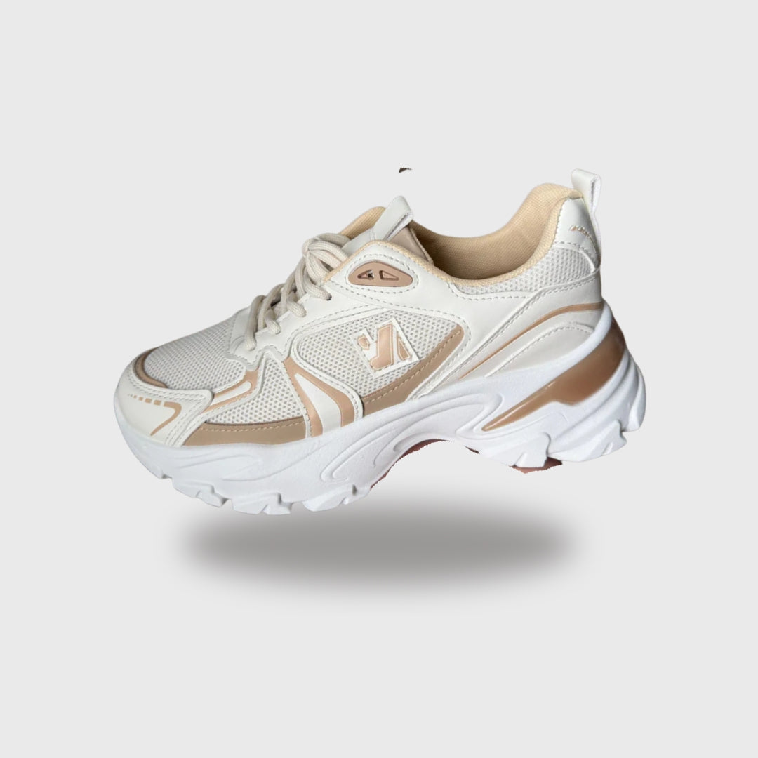 Sneaker Caro – Beige and White PU Leather Sneakers for Everyday Style