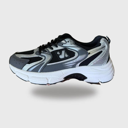 Sneakers Karin – Black, Grey & White PU Leather Sneakers for Women