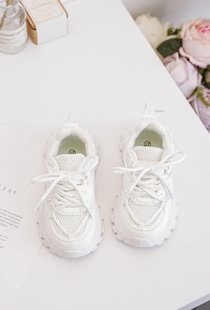 Kids Sneakers Luna Wit – Classic White PU Leather Sneakers for Everyday Wear