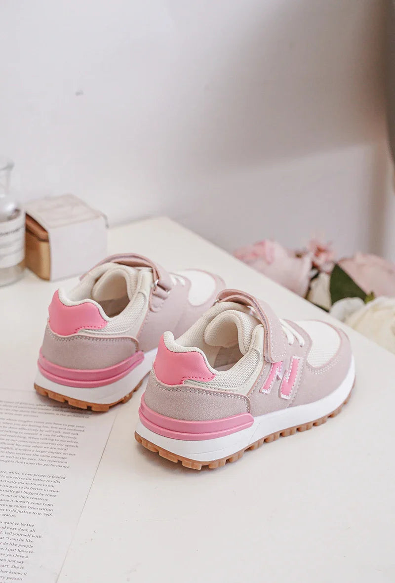 Kids Sneakers Fay Pink & Beige – Trendy PU Leather Girls’ Shoes