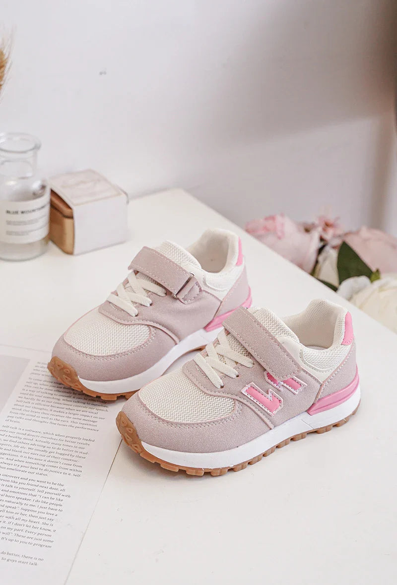 Kids Sneakers Fay Pink & Beige – Trendy PU Leather Girls’ Shoes