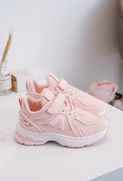 Kids Sneakers Puck – Pink & White PU Leather Sneakers for Girls