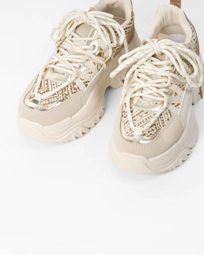 Sneaker Lotte – Beige & White PU Leather Sneakers for Women