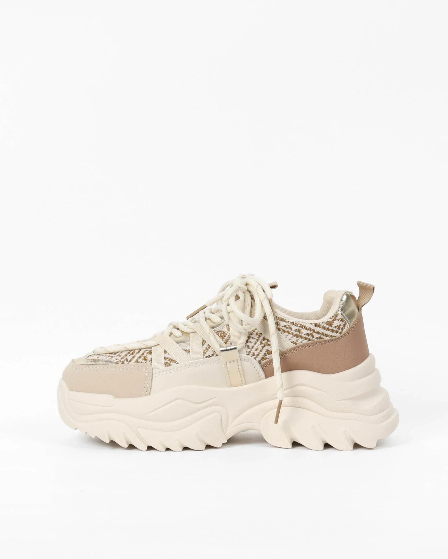 Sneaker Lotte – Beige & White PU Leather Sneakers for Women