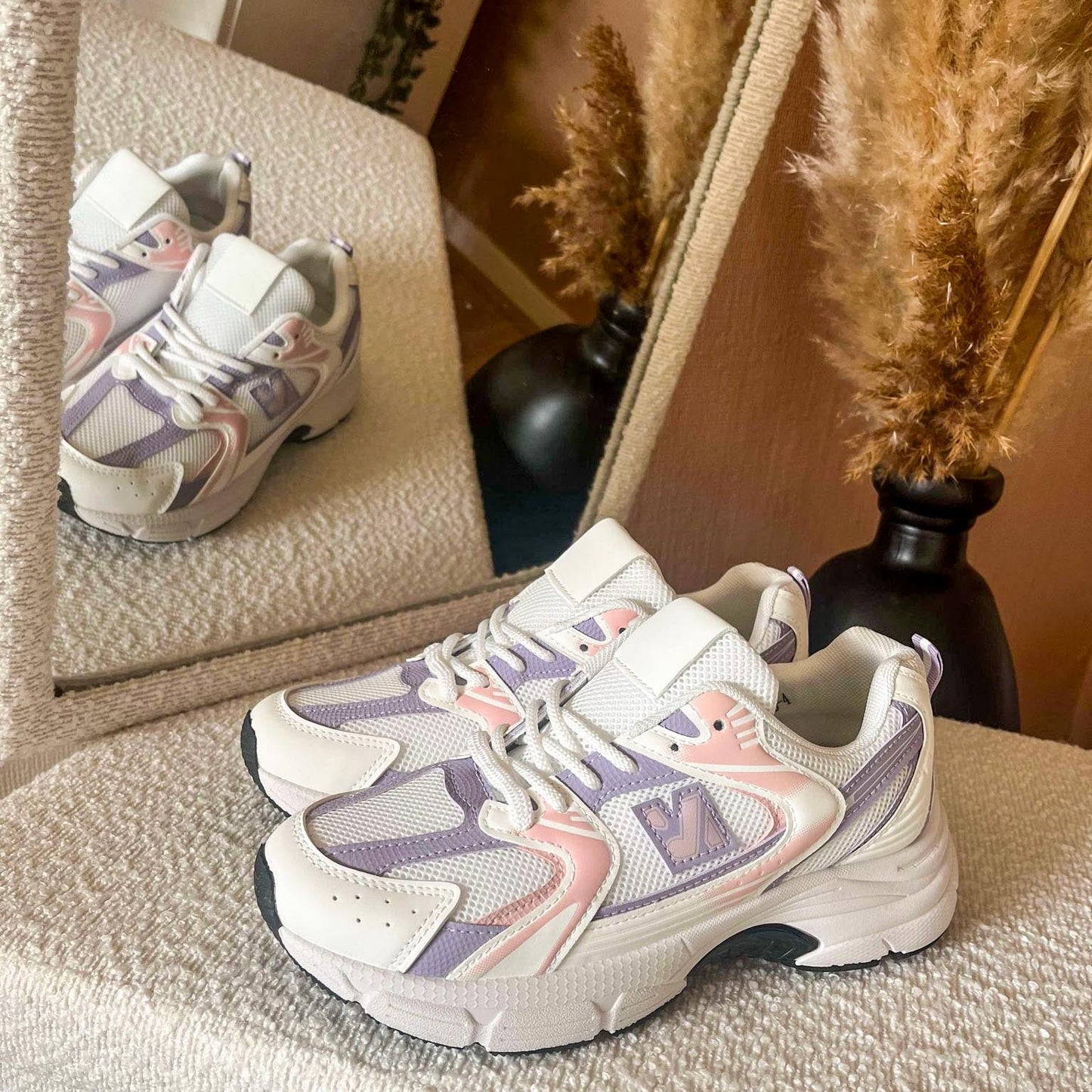 Trendy Purple Pink Sneakers Elara for Women | Stylish PU Leather Shoe