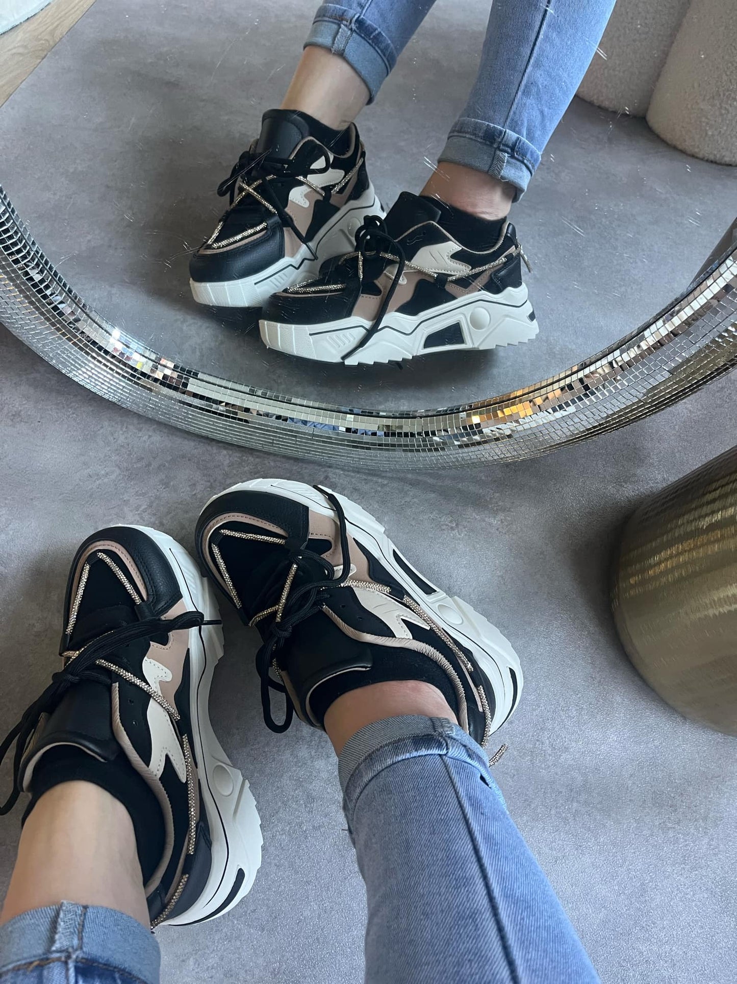 Sneakers Elvira Black – Girls' PU Leather Sneakers in Black, Beige & Camel