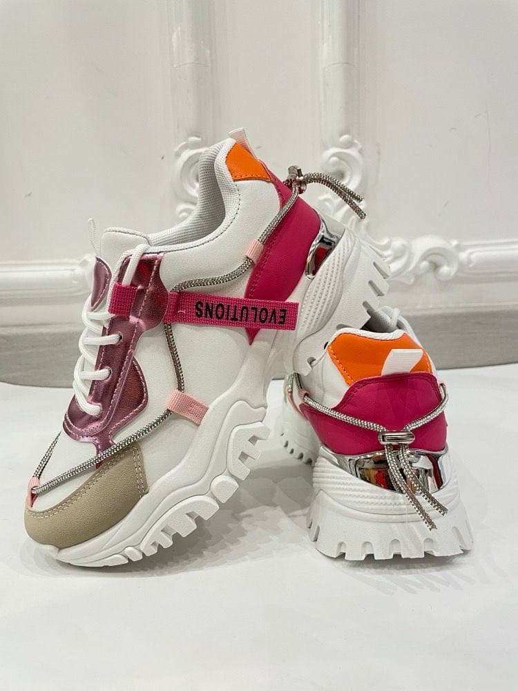 Sneaker Nyna Pink – Girls’ Sneakers in Pink, White & Beige | PU Leather
