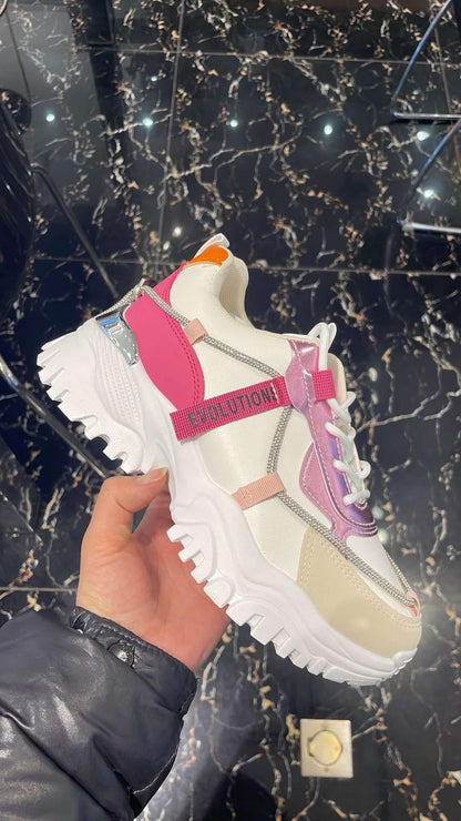 Sneaker Nyna Pink – Girls’ Sneakers in Pink, White & Beige | PU Leather
