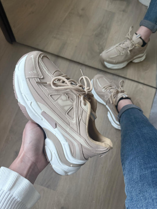 Beige dames sneaker Roos – trendy chunky sneaker